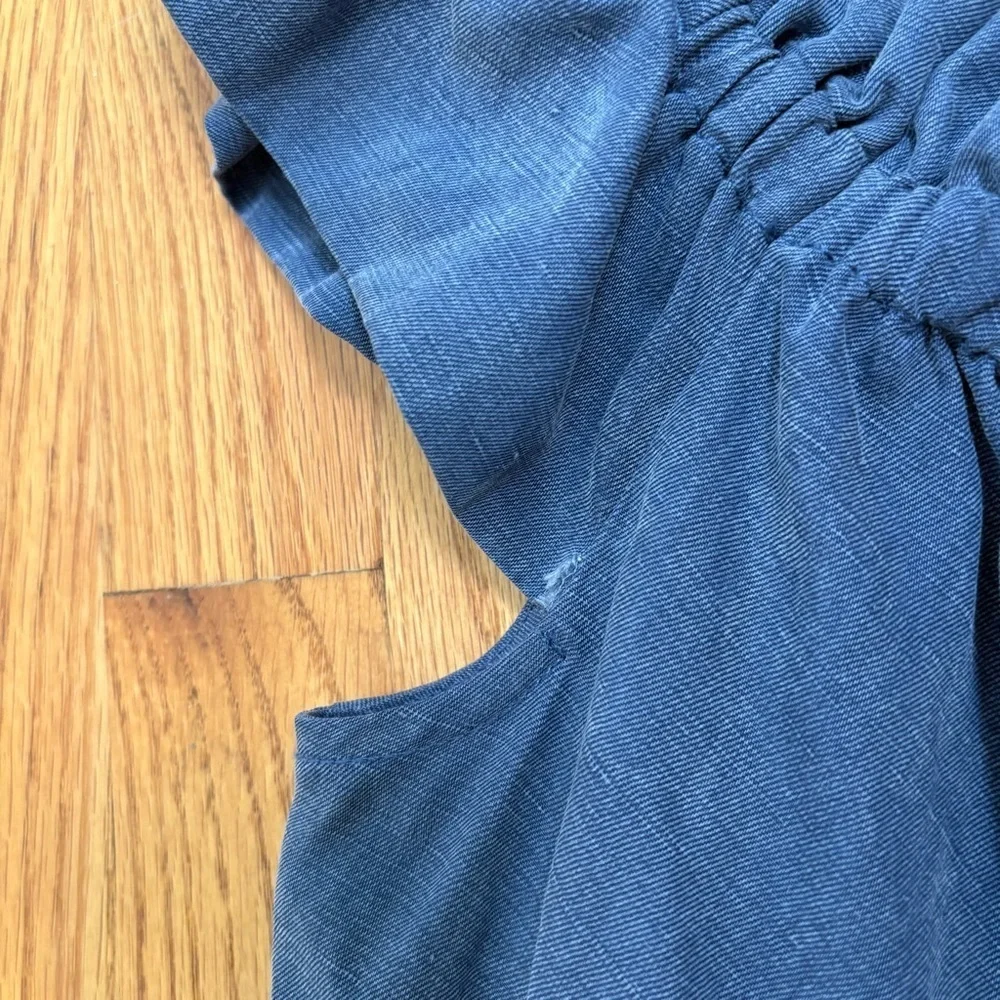 ULLA JOHNSON Olivia Off-the-Shoulder Tiered Ruffle Chambray Denim Linen Dress 2 - Picture 13 of 16